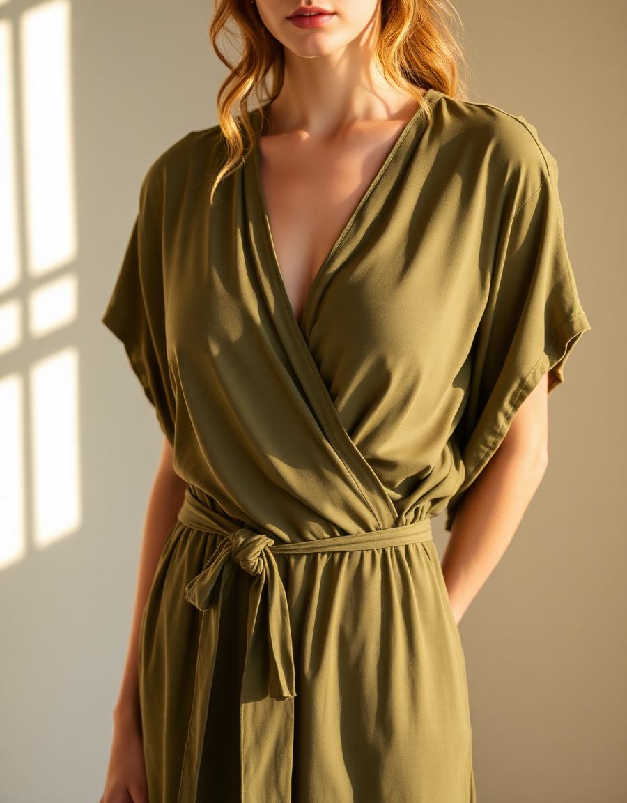 Resort Wrap Dress in Olive